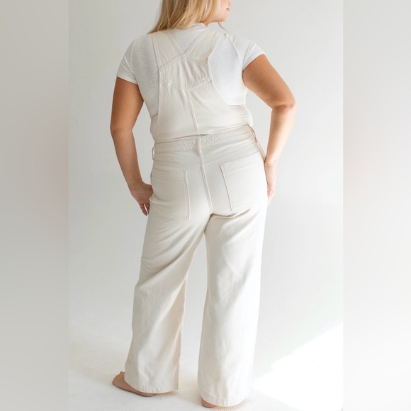 Carly Jean Cream Overalls 1X - Picture 2 of 7